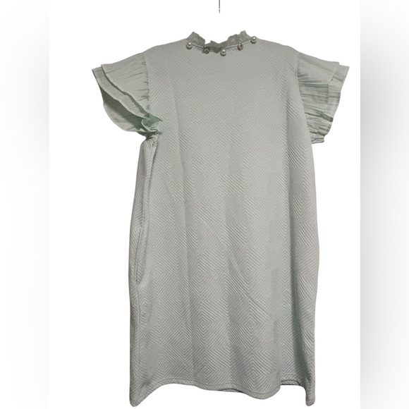 NWT Simply Southern Quilted Pearl Ruffle Dress - Mint Green Size Large - Picture 4 of 5